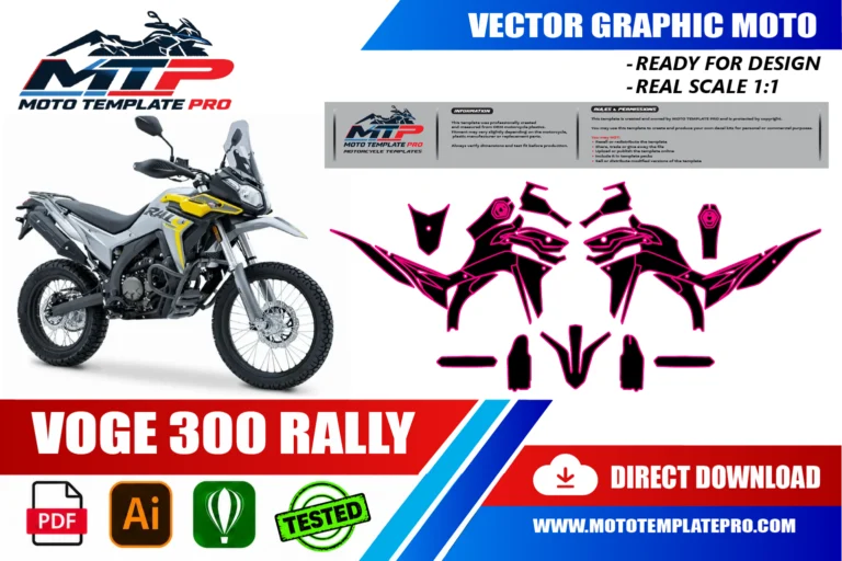 Contours des pièces du modèle VOGE 300 Rally pour la conception de stickers et de covering