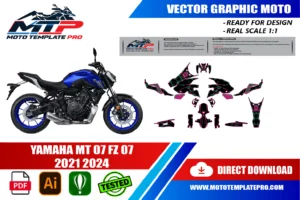 Yamaha MT-07 FZ-07 2021-2024 template panel check before printing