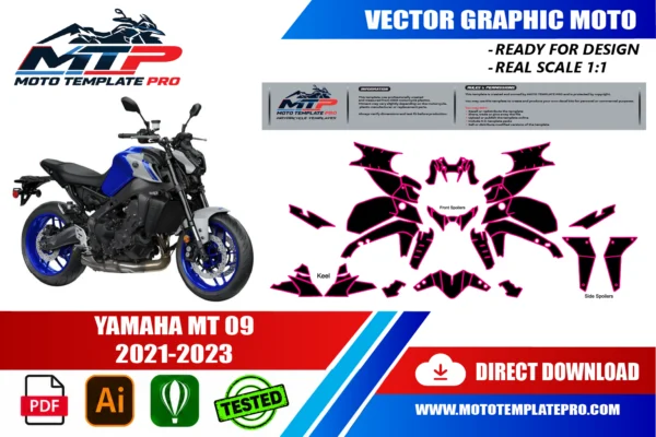 YAMAHA MT 09 2021 2023 Vector Template
