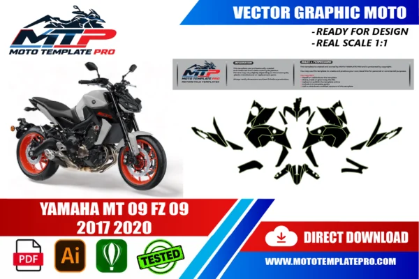 YAMAHA MT 09 FZ 09 2017 2020 Vector Template