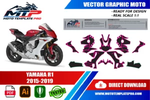 Vérification des pièces du template Yamaha YZF R1 2015-2019 avant impression