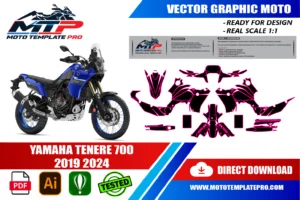 Vérification des pièces du template Yamaha Tenere 700 2019-2024 avant impression