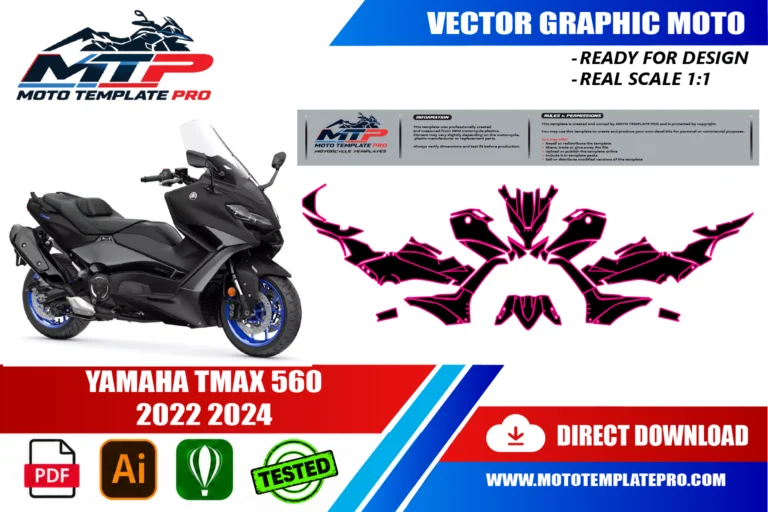 Yamaha TMAX 560 2022-2024 panel outlines for decal and wrap design
