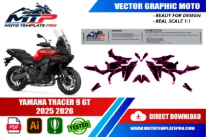 Vérification des pièces du template Yamaha Tracer 9 GT 2025-2026 avant impression
