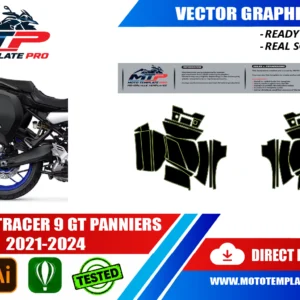YAMAHA TRACER 9 GT PANNIERS 2021 2024 Vector Template – Image 1