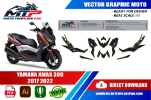 Vérification des pièces du template Yamaha XMAX 300 2017-2022 avant impression
