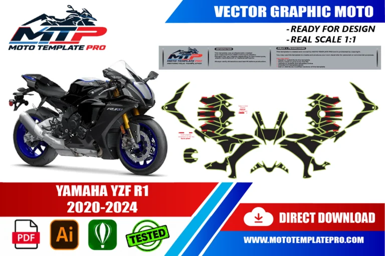 Yamaha YZF R1 2020-2024 panel outlines for decal and wrap design