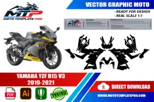 Vérification des pièces du template Yamaha YZF R15 V3 2019-2021 avant impression