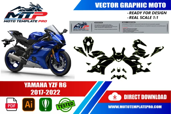 YAMAHA YZF R6 2017 2022 Vector Template