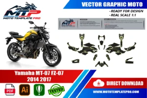 Vérification des pièces du template Yamaha MT-07 FZ-07 2014-2017 avant impression