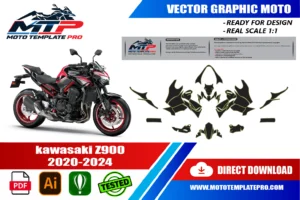 Vérification des pièces du template Kawasaki Z900 2020-2024 avant impression