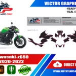 Template vectoriel Kawasaki Z650 2020-2022 - plan de carrosserie à l’échelle réelle 1:1 pour kits déco et covering